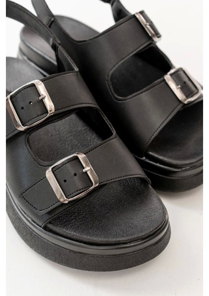 24422-1185 Siyah Dolgu Topuk Kadın Sandalet indirimleri