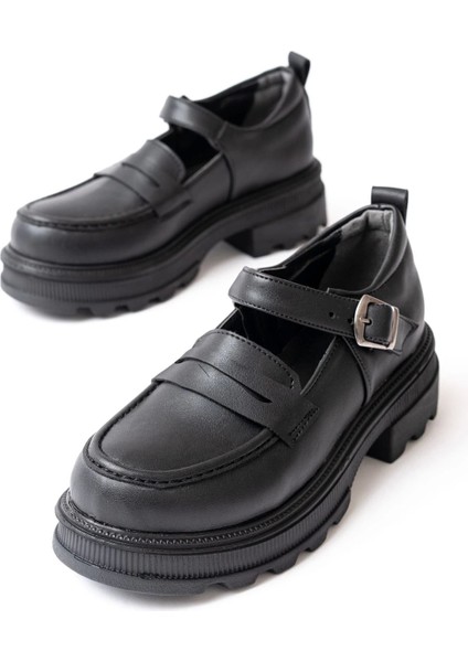 745-771 Siyah Kadın Günlük Yüksek Tabanlı Loafer Ayakkabı fiyatları