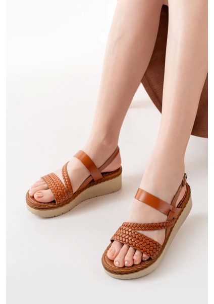 730-152 Taba Ortopedik Deri Dolgu Kadın Sandalet modelleri