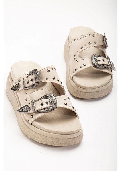 24422-1180 Bej Dolgu Topuk Kadın Sandalet fırsatları