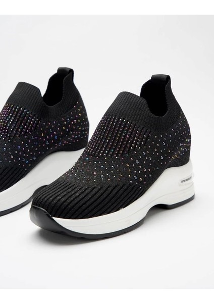 Krıste Bell 0008 Siyah Taş Detaylı Sneaker Kadın Spor Ayakkabı