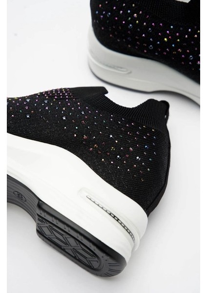 Krıste Bell 0008 Siyah Taş Detaylı Sneaker Kadın Spor Ayakkabı