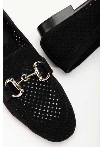 401 Siyah Süet Delikli Günlük Kadın Babet indirimleri