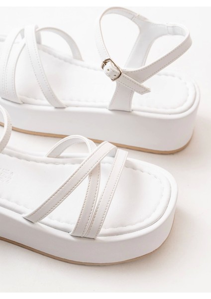 861-1016 Beyaz Dolgu Kadın Sandalet indirimleri