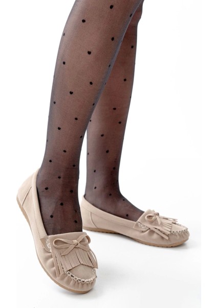 PS-100 Bej Süet Püsküllü Günlük Kadın Babet fiyatları