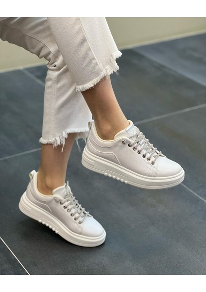 Krıste Bell 04 Beyaz Taşlı Ip Bağcıklı Kadın Sneakers Günlük Spor Ayakkabı