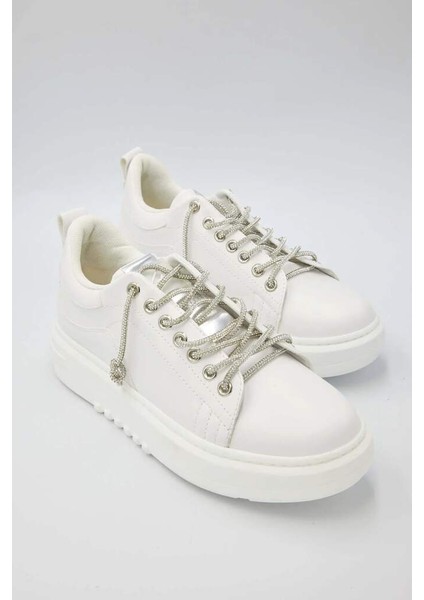 Krıste Bell 04 Beyaz Taşlı Ip Bağcıklı Kadın Sneakers Günlük Spor Ayakkabı fırsatları