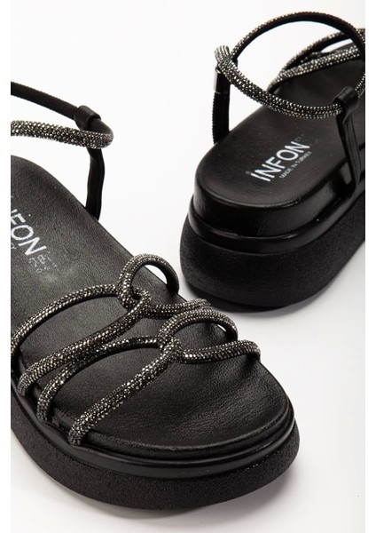 24422-1221 Siyah Dolgu Topuk Kadın Sandalet indirimleri