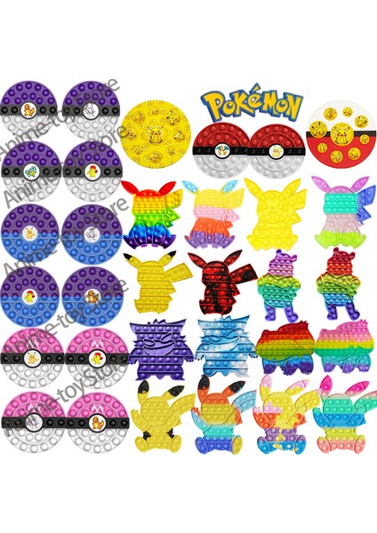 No.48 Stili Pop It Pokemon Pikachu Charizard Fidget Toys Squishy Duyusal Kawaii Spopg Situ Itme Kabarcık Sıkma - E-Ticaret Başlığı (Yurt Dışından)