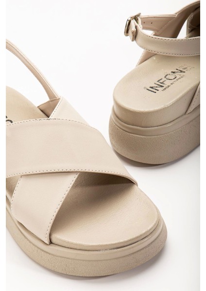 24422-1164 Bej Dolgu Topuk Kadın Sandalet indirimleri