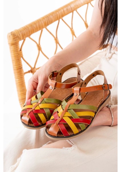 205-02 Multi Ortopedik Deri Kadın Sandalet modelleri