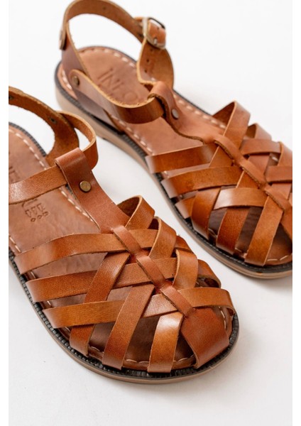 205-02 Taba Ortopedik Deri Kadın Sandalet modelleri