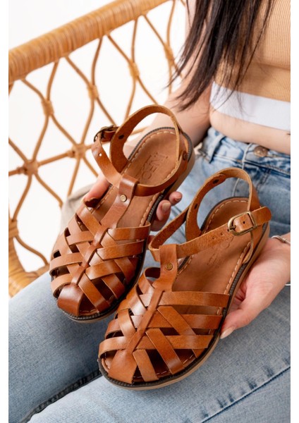 205-02 Taba Ortopedik Deri Kadın Sandalet fırsatları