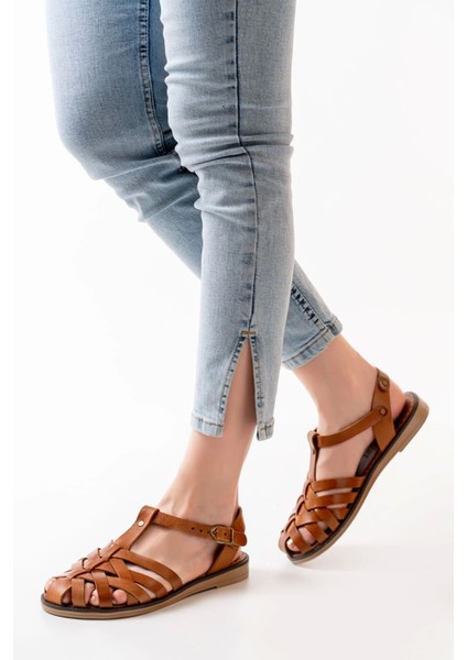 205-02 Taba Ortopedik Deri Kadın Sandalet indirimleri