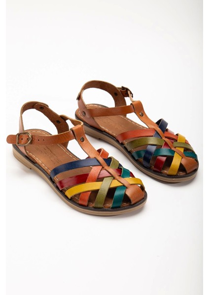 205-02 Taba Multi Ortopedik Deri Kadın Sandalet indirimleri