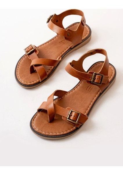 205-091 Taba Ortopedik Deri Kadın Sandalet fırsatları