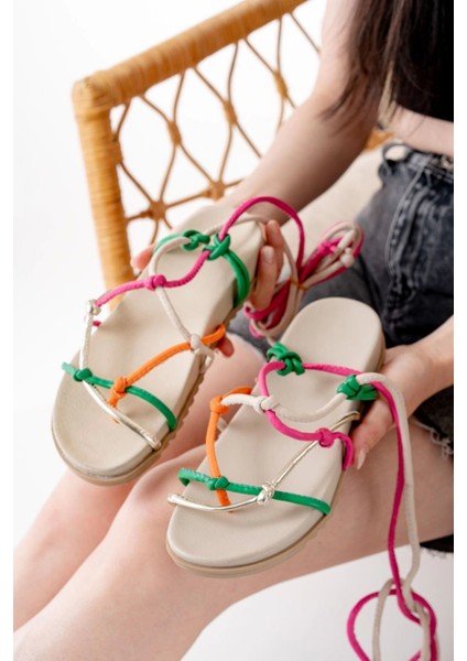 1001-1001 Multi Bilekten Bağcıklı Kadın Sandalet modelleri