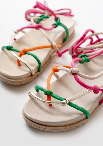 1001-1001 Multi Bilekten Bağcıklı Kadın Sandalet fırsatları