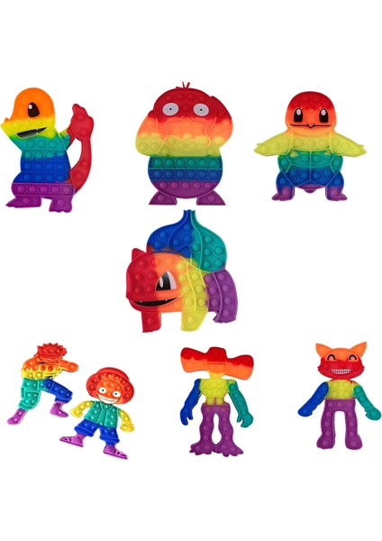 YJ761-XR-2 Stili Pop It Fidget Oyuncakları Gökkuşağı Charmander Charizard Pop Balon Popit Itme Dimple Squishy Silikon - Erkek Noel Oyuncak Hediyesi (Yurt Dışından)