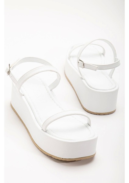861-1027 Beyaz Dolgu Topuk Kadın Sandalet indirimleri