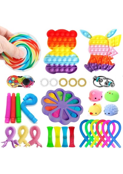 32 Adet Tarzı Fidget Oyuncaklar Seti Sıkma Oyuncak Misket Hediye Yetişkin Çocuklar Için Duyusal Fidget Oyuncak Kutusu (Yurt Dışından)
