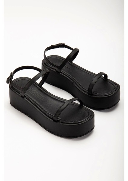 861-1027 Siyah Dolgu Topuk Kadın Sandalet fırsatları