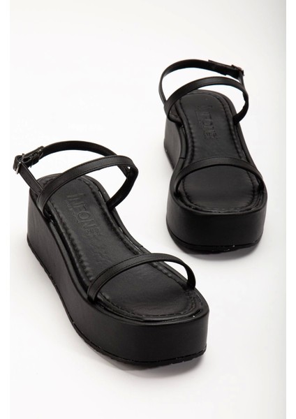 861-1027 Siyah Dolgu Topuk Kadın Sandalet indirimleri