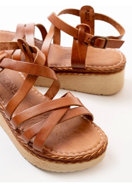 730-153 Taba Ortopedik Deri Dolgu Kadın Sandalet indirimleri