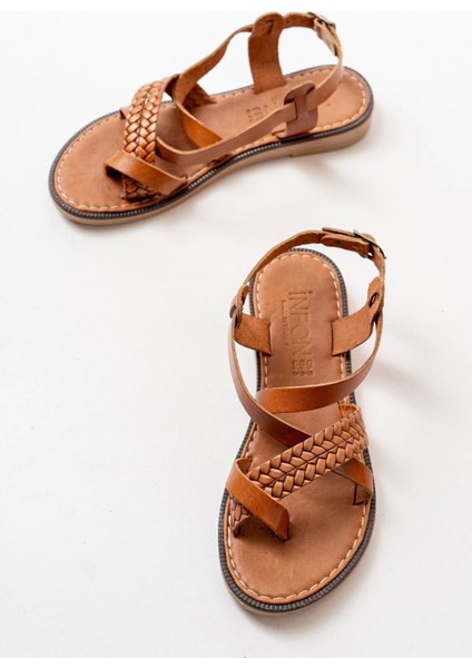 205-09 Taba Ortopedik Deri Kadın Sandalet indirimleri