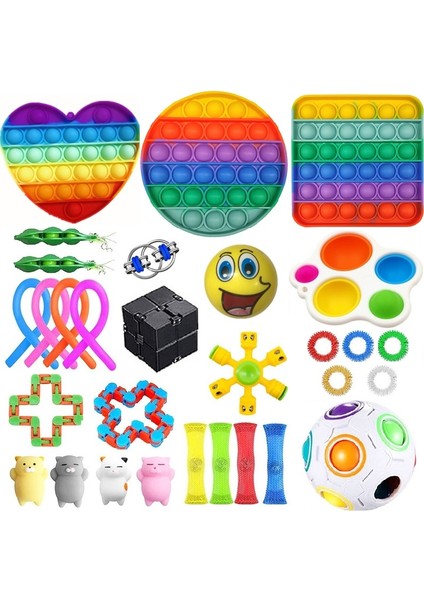 Mercan Kırmızısı Stili Fidget Oyuncaklar Seti Sıkma Oyuncak Misket Hediye Yetişkin Çocuklar Için Duyusal Fidget Oyuncak Kutusu (Yurt Dışından)