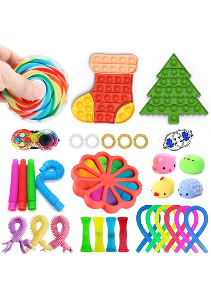 Kestane Tarzı Fidget Oyuncaklar Seti Sıkma Oyuncak Misket Hediye Yetişkin Çocuklar Için Duyusal Fidget Oyuncak Kutusu (Yurt Dışından)