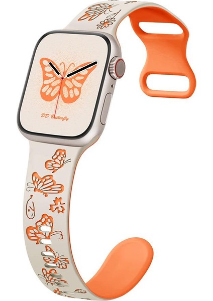 Apple Watch 10/11 42mm-38/40/41mm Kordon Kelebek Desen Yumuşak Silikon Kordon 2/3/4/5/6/se/7/8/9 fiyatları