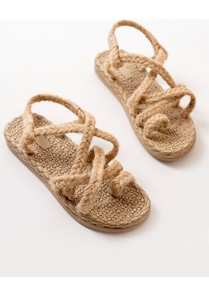 402 Bej Hasır Kadın Sandalet indirimleri