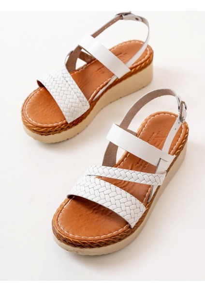 730-152 Beyaz Ortopedik Deri Dolgu Kadın Sandalet fırsatları