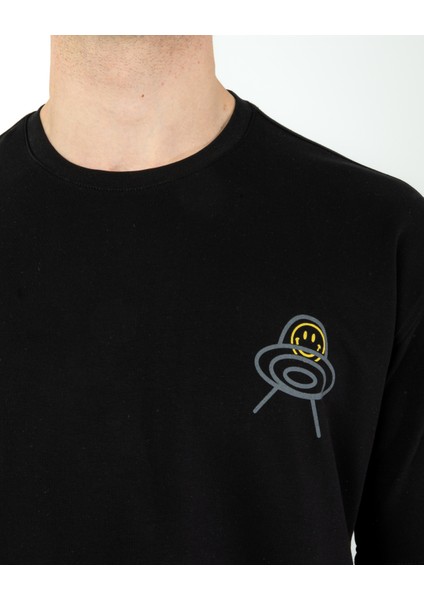 Oversıze Unisex Baskılı T-Shırt Intrusıon Black fırsatları