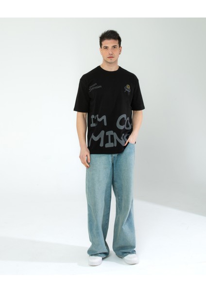 Oversıze Unisex Baskılı T-Shırt Intrusıon Black indirimleri