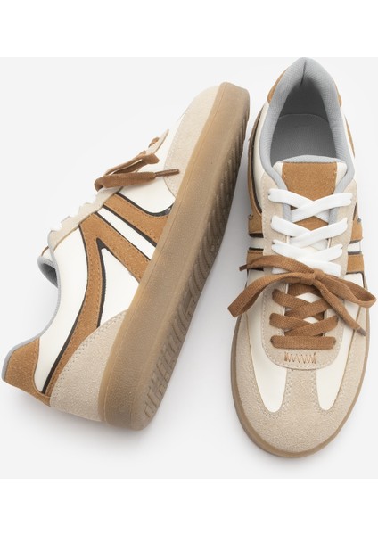 Kadın Sneaker Retro Çift Bağcıklı Spor Ayakkabı Forden Taba
