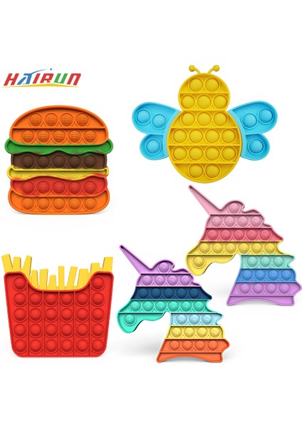 Aşk-Makaron Stili Yeni Popüler Sıcak Itme Kabarcık Oyuncağı Hamburger Patates Kızartması Unicorn Arı Serisi Yeni Spoting (Yurt Dışından)
