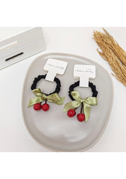 2 Adet Trend Kiraz Figürlü Çocuk Simit Lastik Toka