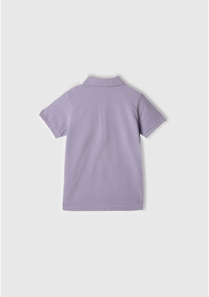 Erkek Çocuk Mor Logolu Pike Polo T-Shirt modelleri