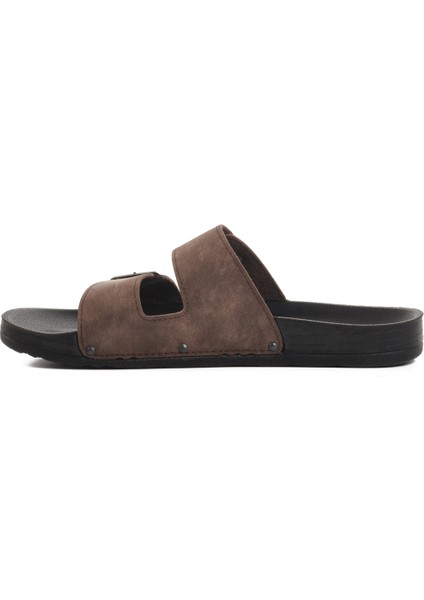 Kahve Çift Bantlı Hafif Deri Erkek Terlik PC-7038 M fiyatları