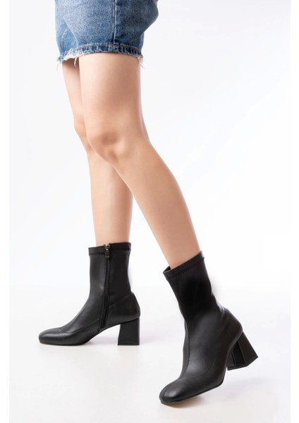 HC-2700 Siyah Streç Topuklu Fermuarlı Günlük Kadın Bot fiyatları