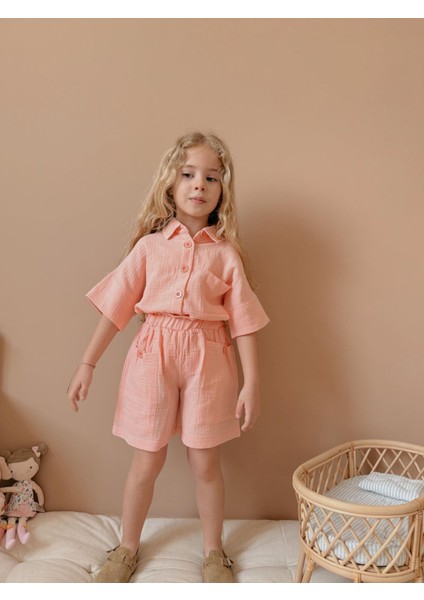 Kız Çocuk Müslin Kumaş Gömlekli Takım