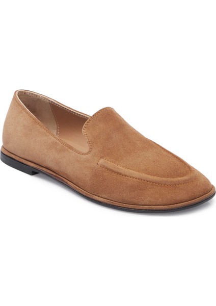 Kahve Hakiki Süet Deri Kadın Loafer - K25I1AY68042-K58