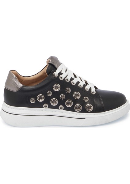 Siyah Hakiki Deri Kadın Sneaker - K25I1AY68097-A23