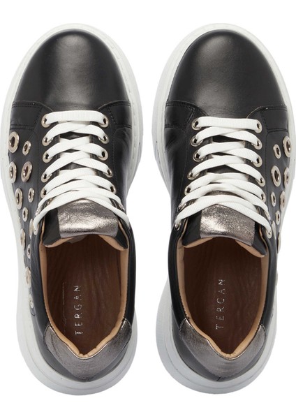 Siyah Hakiki Deri Kadın Sneaker - K25I1AY68097-A23