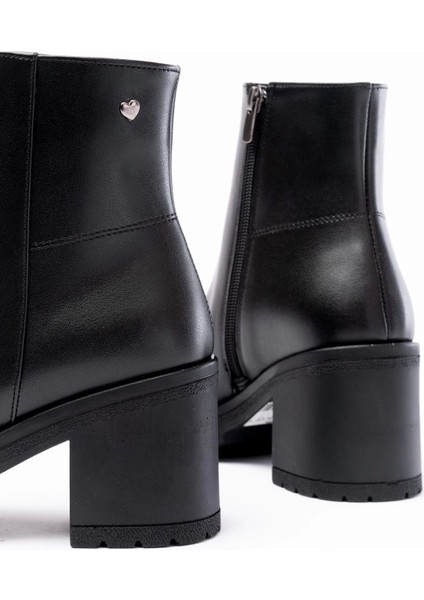 767-3020 Siyah Fermuarlı Kalın Topuklu Günlük Kadın Bot fırsatları