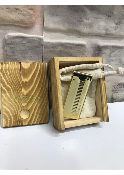 Marka Ince Sarı Gold Gazlı Kişiye Özel Çakmak