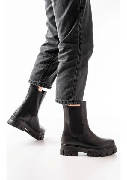 FZ-299 Siyah Yüksek Tabanlı Lastikli Günlük Kadın Bot fiyatları