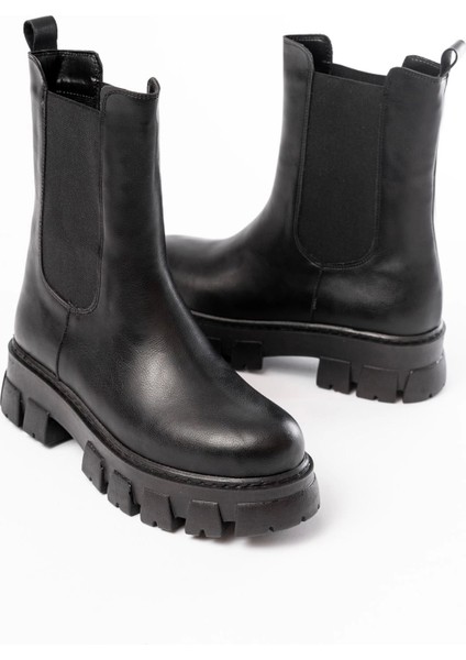 FZ-299 Siyah Yüksek Tabanlı Lastikli Günlük Kadın Bot modelleri